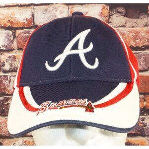 Atlanta Braves Fan Favorite Adjustable Baseball Cap Navy/Red Cotton One Size